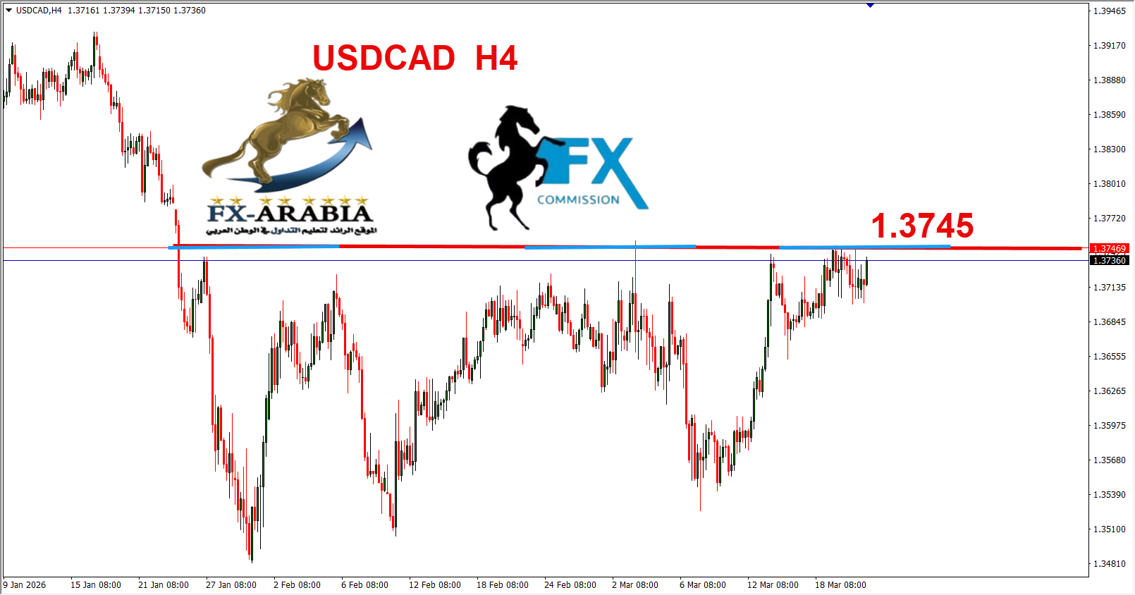 التحليل الفني الدولار كندي اليوم 23/3/2026